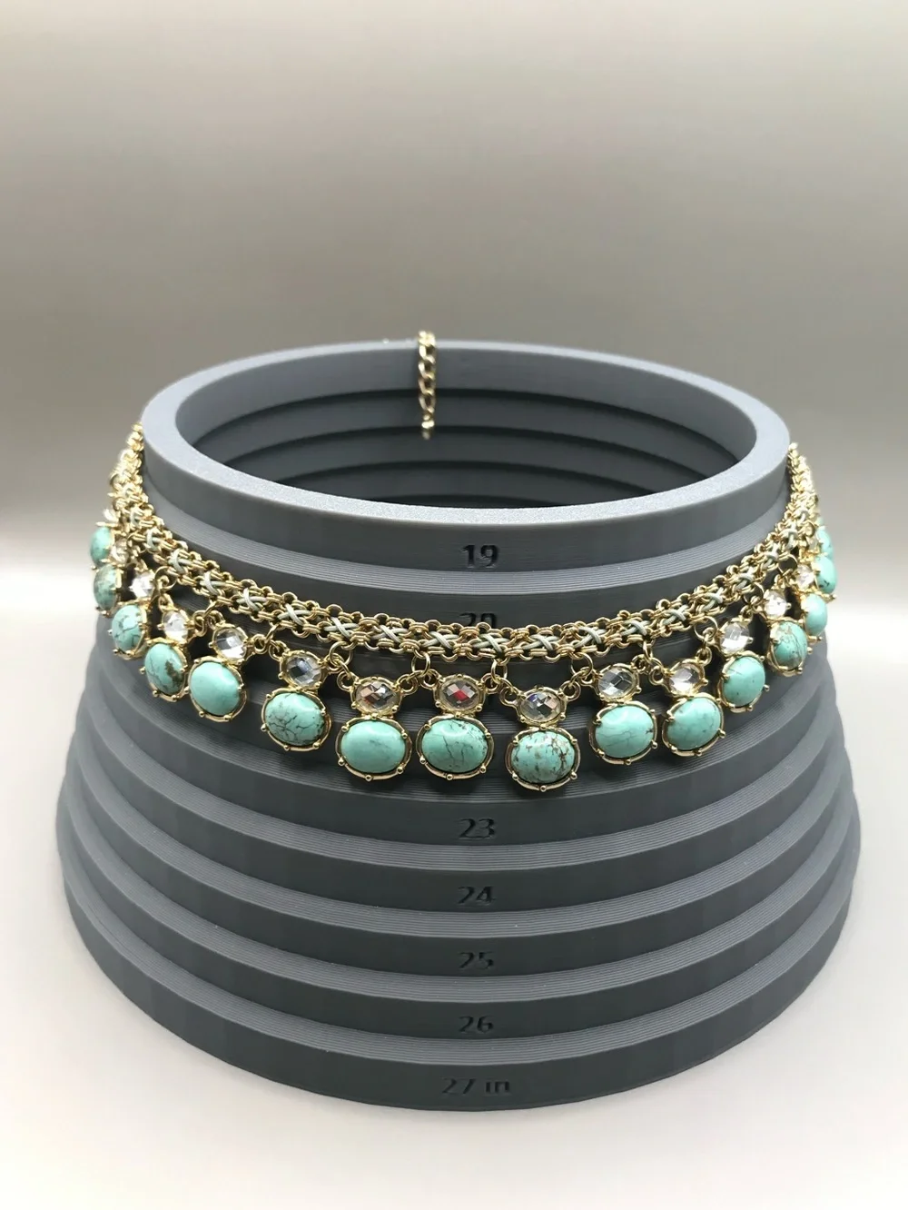 Gold-Tone & Faux Turquoise Pendants Necklace - Picture 6 of 8